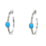 Kingman Turquoise 925 Sterling Silver Hoop Earring (REXT136-38)
