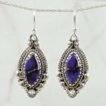 Purple Copper Turquoise 1.25" 925 Sterling Silver Earing (REXT141-6)