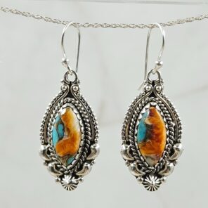 Spiny Oyster Turquoise 1.25" 925 Sterling Silver Earing (REXT141-5)