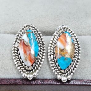 Spiny Oyster Turquoise 925 Sterling Silver Stud Earing (REXT141-8)