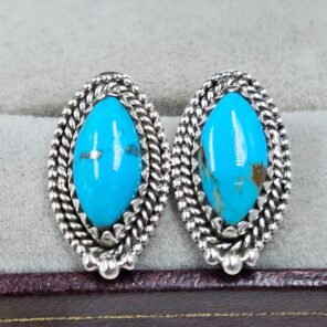Kingman Turquoise 925 Sterling Silver Stud Earing (REXT141-9)