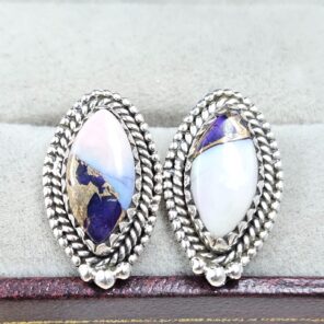 Purple Dahlia Turquoise 925 Sterling Silver Stud Earing (REXT141-7)