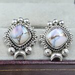 Purple Dahlia Turquoise 925 Sterling Silver Stud Earing (REXT141-16)