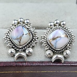 Purple Dahlia Turquoise 925 Sterling Silver Stud Earing (REXT141-16)