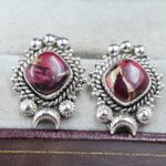 Red Rose Dahlia 925 Sterling Silver Stud Earing (REXT141-17)