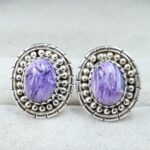 Charoite 925 Sterling Silver Stud Earing (REXT141-25)