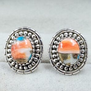 Spiny Oyster Turquoise 925 Sterling Silver Stud Earing (REXT141-19)