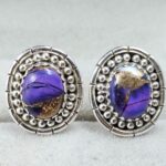 Purple Dahlia Turquoise 925 Sterling Silver Stud Earing (REXT141-24)