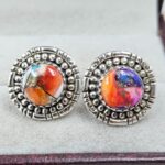 Spiny Oyster Turquoise 925 Sterling Silver Stud Earing (REXT141-33)