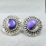 Purple Dahlia Turquoise 925 Sterling Silver Stud Earing (REXT141-30)
