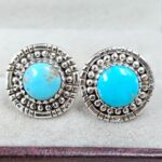 Kingman Turquoise 925 Sterling Silver Stud Earing (REXT141-28)