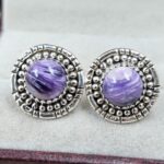 Charoite 925 Sterling Silver Stud Earing (REXT141-29)