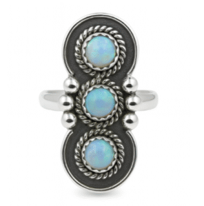 Triple Opal Silver Ring
