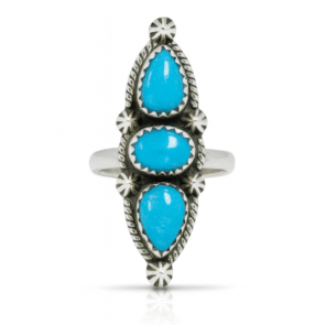 Kingman Turquoise 925 Sterling Silver Ring (REXT143-2)
