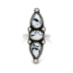 White Buffalo Turquoise 925 Sterling Silver Ring (REXT143-3)