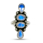 Faceted Moonstone Silver Ring