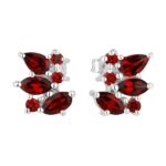 Red Garnet 0.5" 925 Sterling Silver Stud Earring (RS72-196)