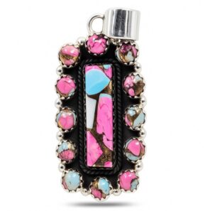 Cotton Candy Turquoise 2" 925 Cluster Sterling Silver Pendant (REXT138-28)