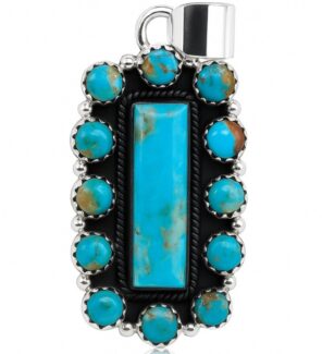 Mohave Turquoise 2" 925 Cluster Sterling Silver Pendant (REXT138-29)