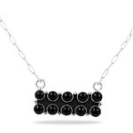Black Onyx 18" 925 Cluster Sterling Silver Necklace (REXT138-37)