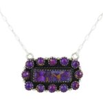 Purple Copper Turquoise 18" 925 Cluster Sterling Silver Necklace (REXT138-31)