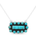 Mohave Turquoise 18" 925 Cluster Sterling Silver Necklace (REXT138-33)