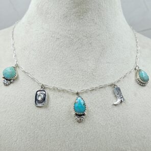 Kingman Turquoise Southwest Charm Necklace (RS78-117)