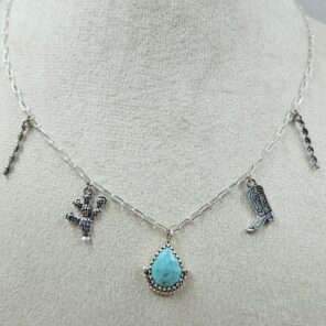 Kingman Turquoise Southwest Charm Necklace (RS78-125)