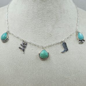 Kingman Turquoise Southwest Charm Necklace (RS78-107)