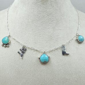 Kingman Turquoise Southwest Charm Necklace (RS78-110)
