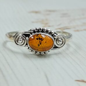 Amber 925 Sterling Silver Ring (REXT21-169)
