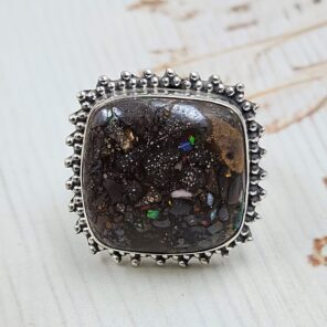 Boulder Opal Size US 10 925 Sterling Silver Ring (RS49-116)