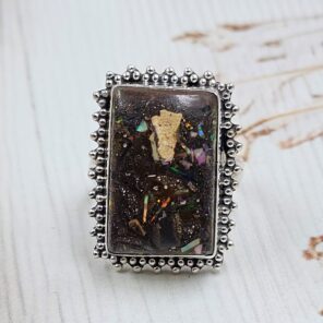 Boulder Opal Size US 6 925 Sterling Silver Ring (RS49-130)