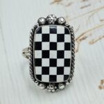 Checkerboard Size US 6 925 Sterling Silver Ring (RS52-269)