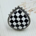 Checkerboard Size US 6 925 Sterling Silver Ring (RS52-264)