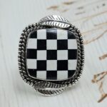 Checkerboard Size US 9 925 Sterling Silver Ring (RS52-282)