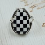 Checkerboard Size US 6 925 Sterling Silver Ring (RS52-266)