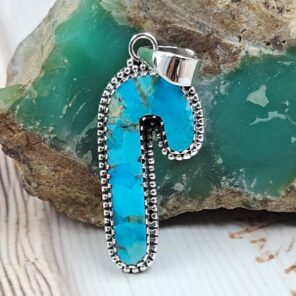 Mohave Turquoise Christmas Tree 1.5" 925 Sterling Silver Pendant (REXT77-25)
