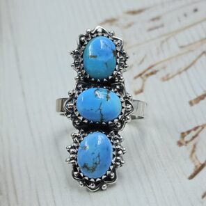 Golden Hills Turquoise Size US 7 925 Sterling Silver Ring (REXT23-146)