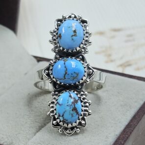 Golden Hills Turquoise Size US 8 925 Sterling Silver Ring (REXT23-156)