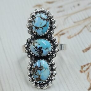 Golden Hills Turquoise Size US 8 925 Sterling Silver Ring (REXT23-157)