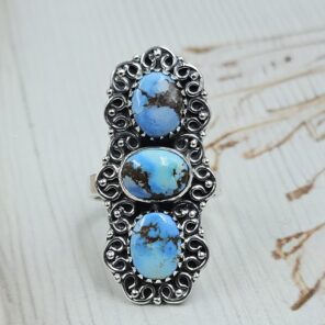 Golden Hills Turquoise Size US 7 925 Sterling Silver Ring (REXT23-148)