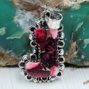 Red Rose Dahlia Santa Sock 1.5" 925 Sterling Silver Pendant (REXT77-37)