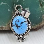 Golden Hills Turquoise 1" 925 Sterling Silver Pendant (REXT23-136)