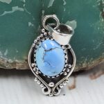 Golden Hills Turquoise 1" 925 Sterling Silver Pendant (REXT23-139)