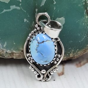 Golden Hills Turquoise 1" 925 Sterling Silver Pendant (REXT23-139)