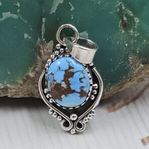 Golden Hills Turquoise 1" 925 Sterling Silver Pendant (REXT23-142)