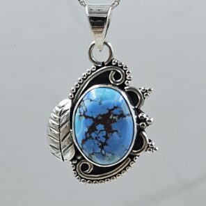 Golden Hills Turquoise 1" 925 Sterling Silver Pendant (REXT23-132)