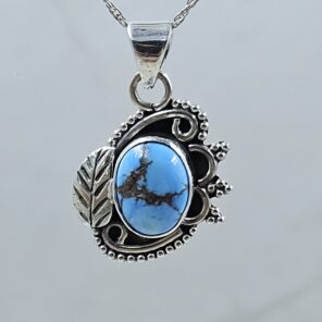 Golden Hills Turquoise 1" 925 Sterling Silver Pendant (REXT23-131)