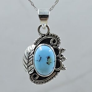 Golden Hills Turquoise 1" 925 Sterling Silver Pendant (REXT23-135)